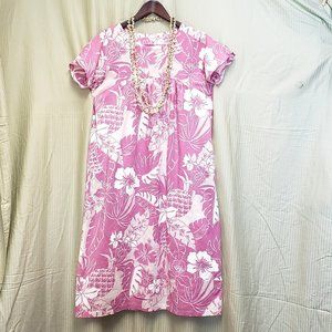 🍁Pull over Hawaiian floral & pineapple print midi sundress.